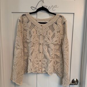 Elegant Cream Crochet Cardigan